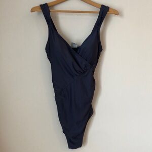 Blue Ice One Piece Bathing Suit SZ M Thick Straps Over Shoulders Padded Cups
